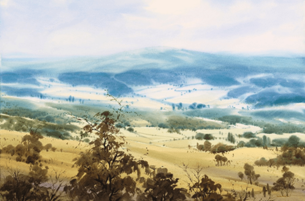 watercolour exhibtion close up