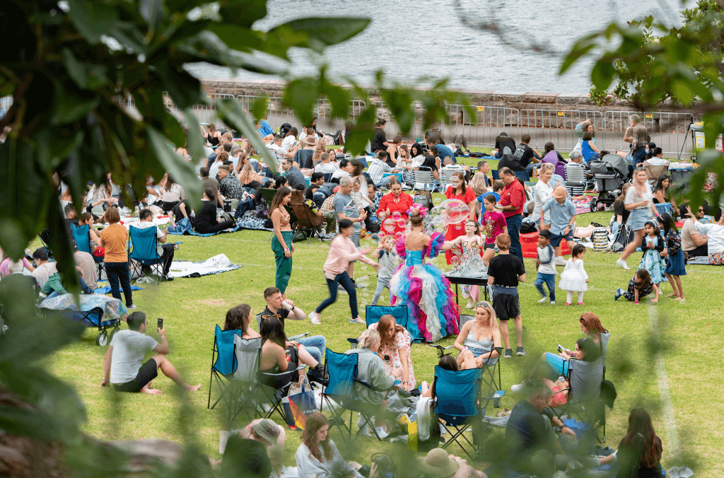 Picnic goers on the Mare & Foal Lawn