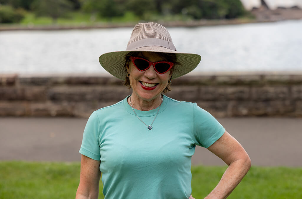 Kathy Lette in Royal Botanic Garden Sydney