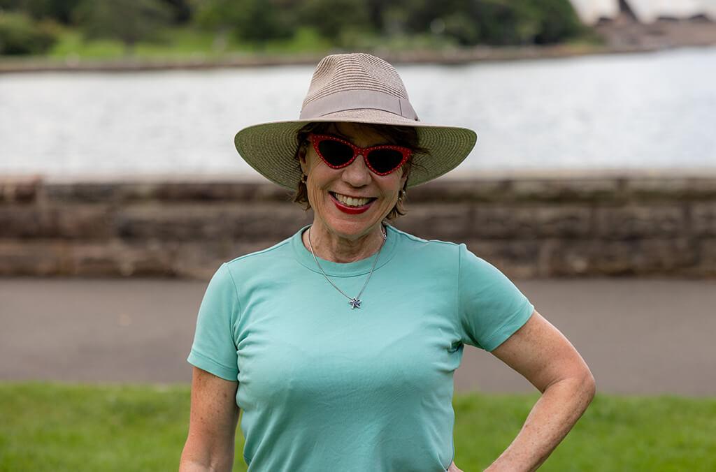 Kathy Lette in Royal Botanic Garden Sydney